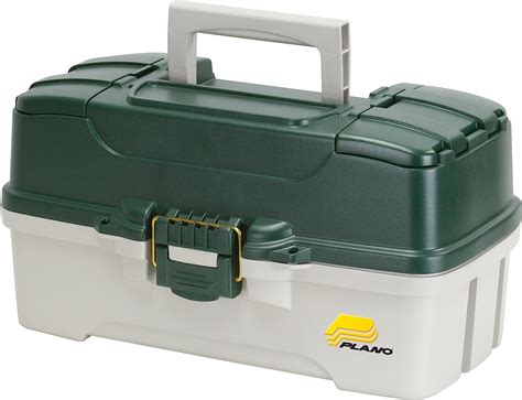 plano 3-tray green metallic/off-white w/ top access tackle box|plano extra large tackle boxes.